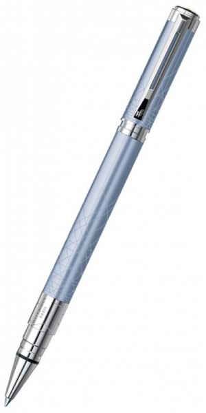 Ручка роллер WATERMAN Perspective (S0831140) Azure CT (F) чернила: черный латунь блестящий хром