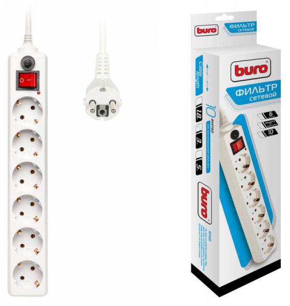 Сетевой фильтр Buro 600SH-3-W белый