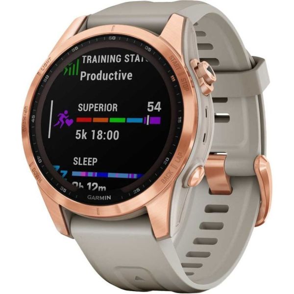 Умные часы Garmin Fenix 7S Solar 42 мм розовое золото/песочный [010-02539-11]